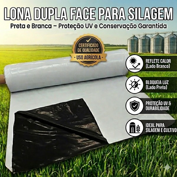Lona Dupla Face Preta e Branca 12x22 200 Micras