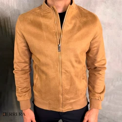 [COMPRE 1 E LEVE 2] Jaqueta Bomber Suede em Couro Bovino Legítimo