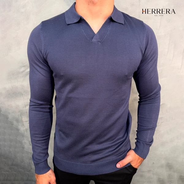 [COMPRE 1 E LEVE 2] Polo Masculina em Tricot Premium – Leve e Respirável com Gola V