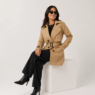 TREND COAT BEGE ESCURO/ BEGE CLARO