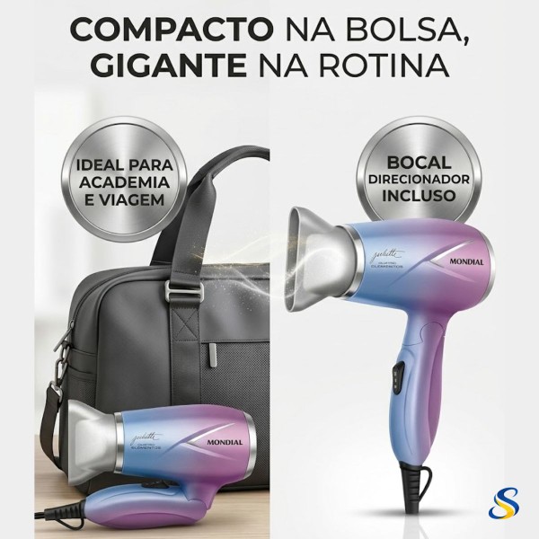Secador de Cabelo By Juliette, Azul/Rosa, 1200W, Bivolt - SCT-JU-03