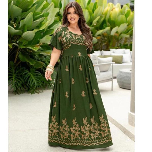 Vestido moda evangélica elegante luxo duna bordado maravilhoso