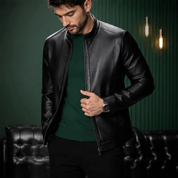 [LEVE 2 PAGUE 1] Jaqueta Masculina Vossler em Couro Legítimo Premium +BRINDES: Relógio, Cinto e Carteira