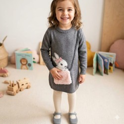 VESTIDO INFANTIL PITUCHINHUS 20721 BOLSO COELHA