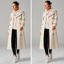 Trench Coat Longo Feminino Milano SarjadoVelour