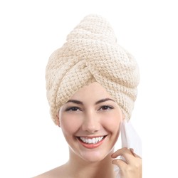 Toalha de cabelo de cor sólida Touca de cabelo seca texturizada 9,8 