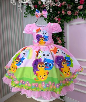 Vestido Temático - Bolofofo Rosa Claro 