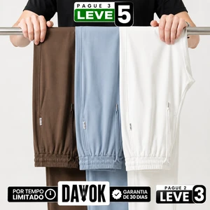 [Leve 3, Pague Só 2] Calça Keldor Masculina em Tecido Ice Silk e Elastano de Alta Fluidez com Cós Elástico Ajustável