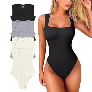 Body Feminino Modelador Canelado Sem Costura com Decote Quadrado