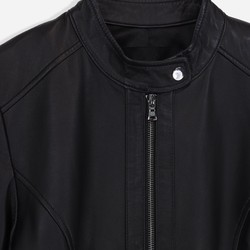 Jaqueta de Couro Pelica Zipper - Preto