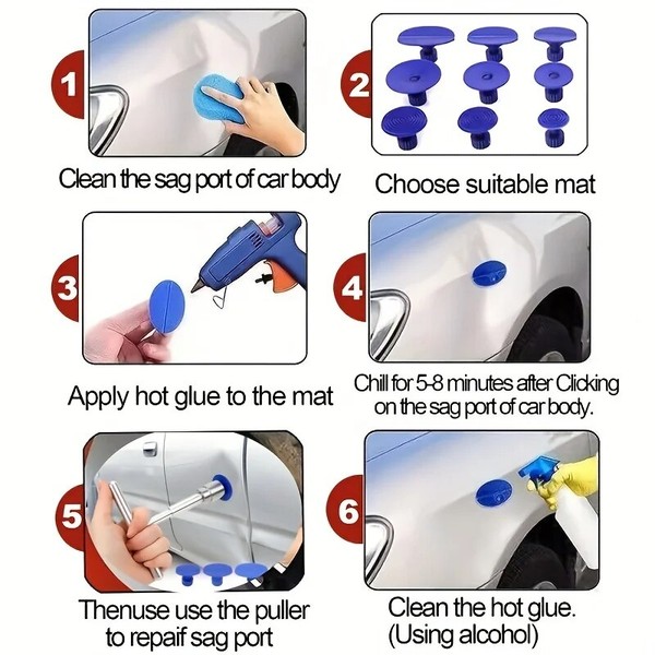 Kit de remoção Dent Extrator Paintless, Ferramenta de reparo do carro Dent, Auto parte do corpo, Chapa mecânica, Conjunto de ferramentas manuais