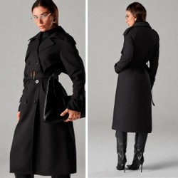 Trench Coat Longo Feminino Milano SarjadoVelour
