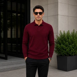 Suéter Polo Velluto em Malha Texturizada Premium com Gola Integrada(COMPRE 1 LEVE2)
