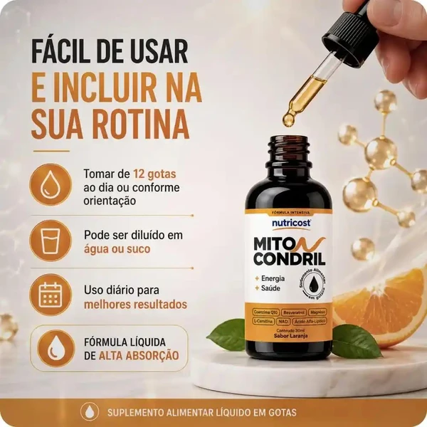 Miticondril Gotas - Viva cada segundo com mais disposição - 3 Frascos