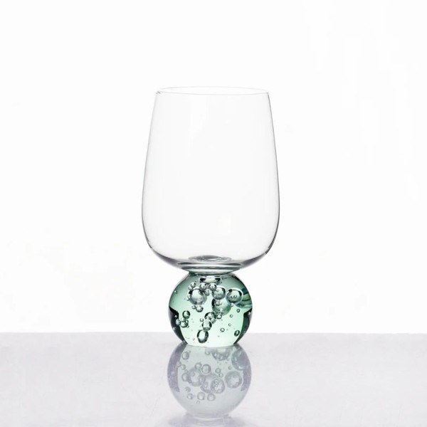 Jogo 6 Taças Base Esfera Verde e Transparente 580ml