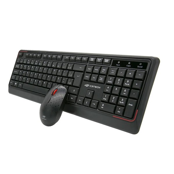 Kit Teclado Com Mouse Sem Fio K-W70BK Preto C3Tech