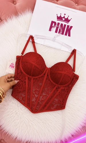 CORSET RENDA VERMELHO 