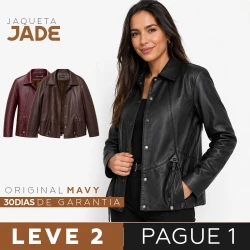 [LEVE 2 PAGUE 1] Jaqueta Feminina Jade em Couro Legítimo e Interior Forrado (Verdadeiro Charme do Inverno!)