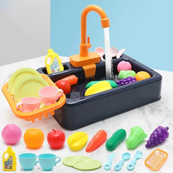 Conjunto de pia de cozinha infantil elétrica