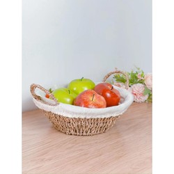 Cesta ou Fruteira Sisal com Forro 27cm x 21cm x 12,5 cm