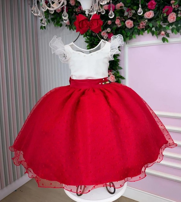 Vestido Duo Color - Vermelho C/Branco