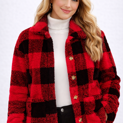 Jaqueta Sherpa Xadrez Feminina