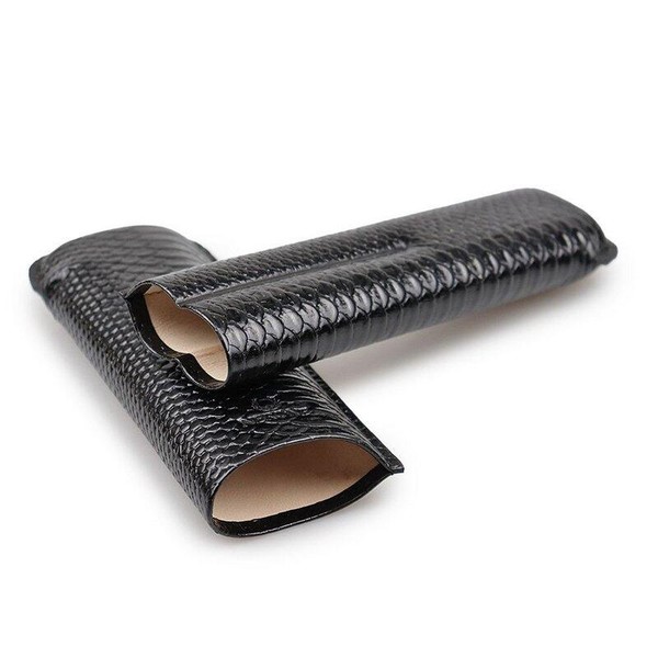 Porta 2 Charutos em Couro Nerone Snake - Preto
