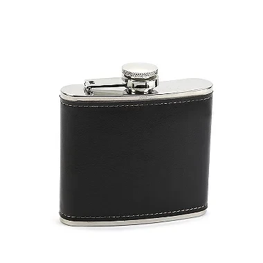 Cantil em Aço Inox - Couro Preto (5oz)