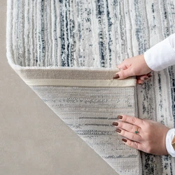 Tapete Turco Listrado New Bari Azul Com Off White
