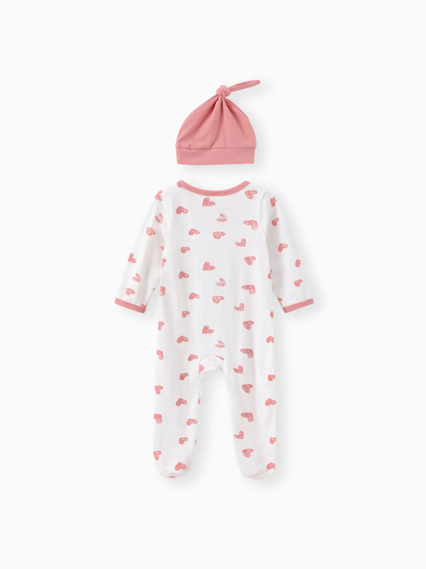 macacão bebê 2 peças coração estampado RN