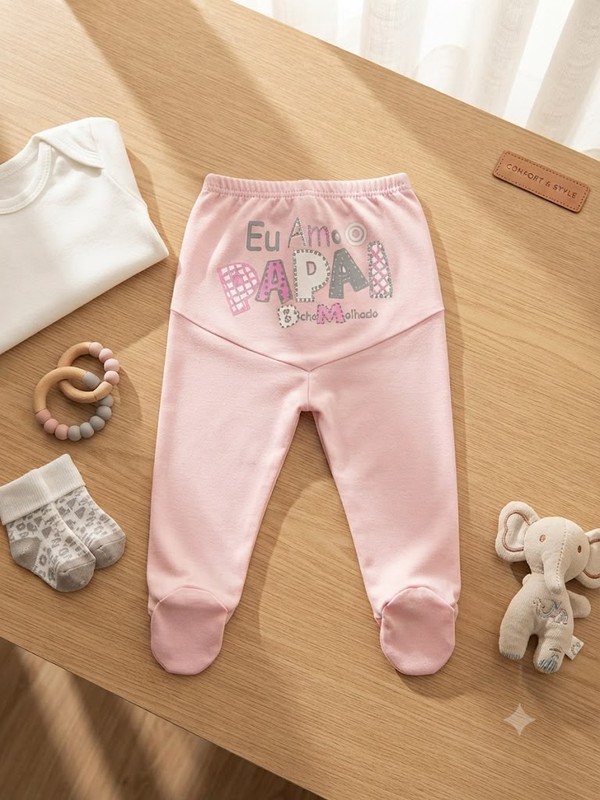 CALÇA BICHO MOLHADO EU AMO PAPAI ROSA