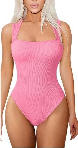 Body Feminino Modelador Canelado Sem Costura com Decote Quadrado
