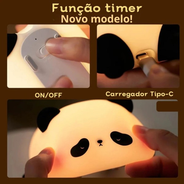 Luzes noturnas LED recarregáveis ​​USB para crianças, lâmpada de silicone fofa de ovelha, panda, coelho, decoração de cabeceira