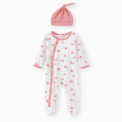 macacão bebê 2 peças coração estampado RN