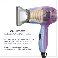 Secador de Cabelo By Juliette, Azul/Rosa, 1200W, Bivolt - SCT-JU-03