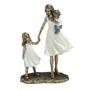 Escultura Decorativa Mãe com Casal de Filhos