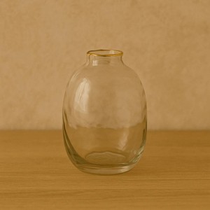 Vaso de Vidro com Borda de Ouro G 15cm