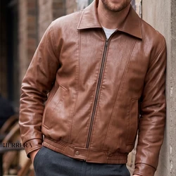 [COMPRE 1 E LEVE 2] Jaqueta Masculina em Couro Legítimo com Forro Aveludado e Ajuste nos Punhos