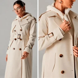 Trench Coat Longo Feminino Milano SarjadoVelour