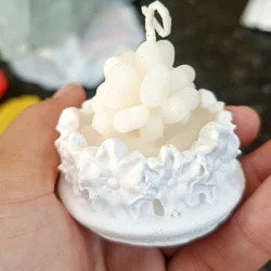 Vela Perfumada em Formato de Suculenta no Vasinho Floral de Gesso
