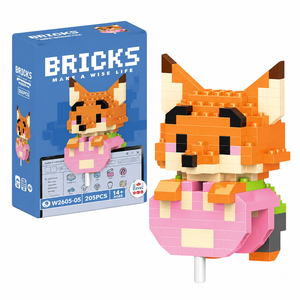 Mini Blocos de Montar Raposa Pixelado Colecionável - 202 Peç