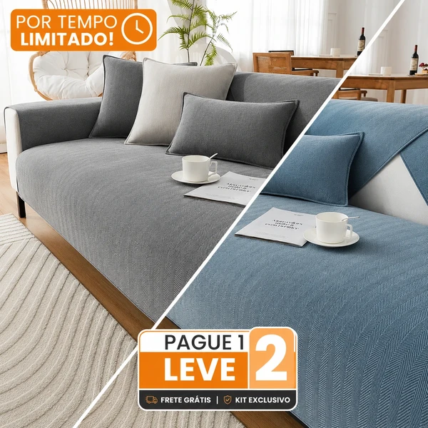 [PAGUE 1, LEVE 2] Kit Mônaco - Capa em Chenille com Escudo Anti-Manchas e Anti-Odor + 2 Almofadas de Brinde