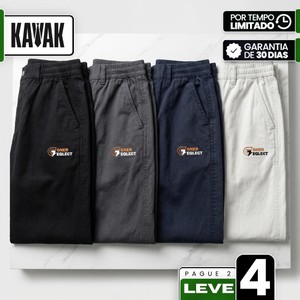 [Leve 4, Pague Só 2!] Calça Tarkus Masculina em Algodão de Alta Densidade de Corte Reto com Costura Dupla Lateral e Cós Ajustável