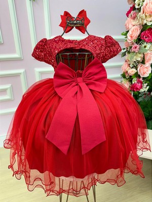 Vestido Luxuoso Bordado com Flores Brilhantes - Vermelho