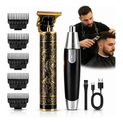 Kit Barbeiro Profissional 2 em 1 Máquina de Corte + Aparador Facial