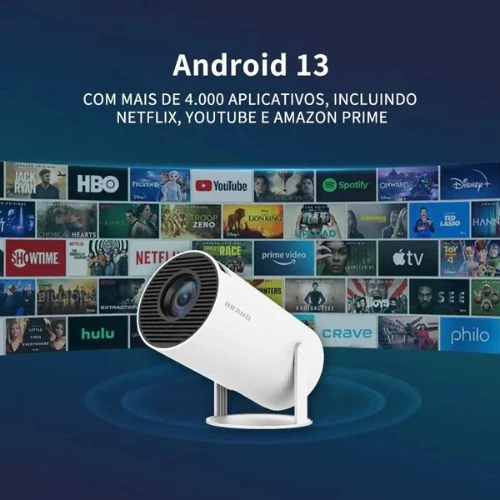 Projetor Inteligente HY300 PRO 4K Android 11 WiFi e Bluetooth