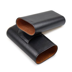Porta 3 Charutos em Couro Phantom com Cortador - Preto