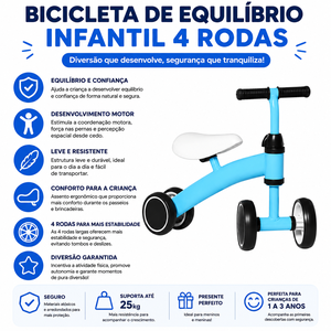 Bicicleta de Equilíbrio 4 Rodas
