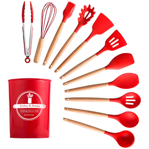Kit Utensílios Cozinha 12 Peças Silicone Antiaderente