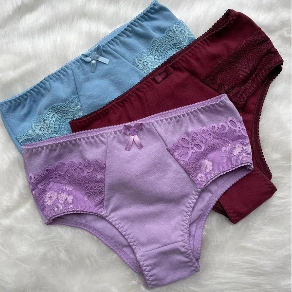 Kit com 5 Calcinha Algodão Conforto Cinta Renda Alta